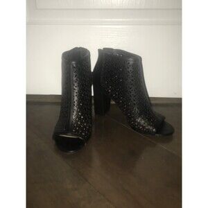 report booties boots black 8.5 open toe laser design